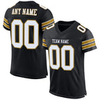 Custom Black White-Old Gold Mesh Authentic Football Jersey photo 1