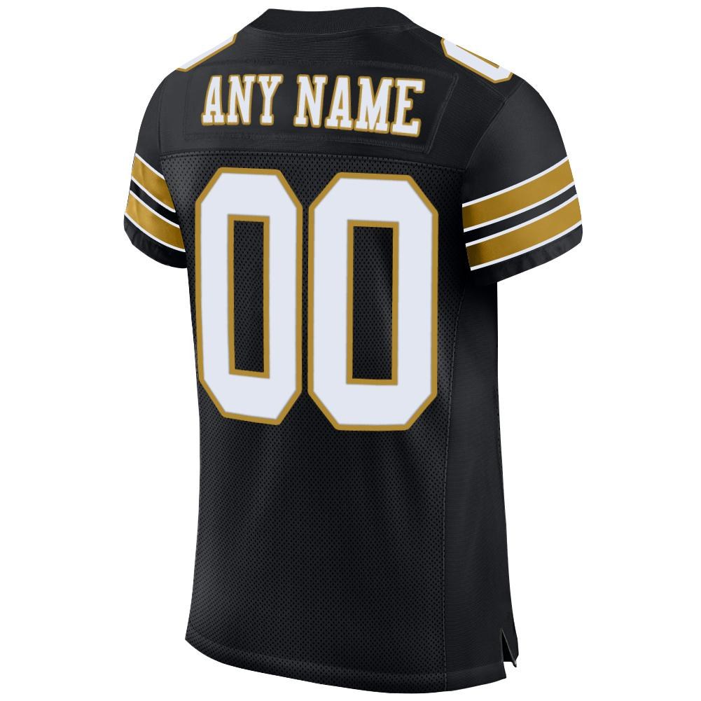 Custom Black White-Old Gold Mesh Authentic Football Jersey photo 3