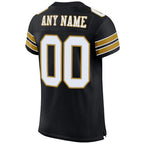 Custom Black White-Old Gold Mesh Authentic Football Jersey photo 3