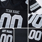 Custom Black Silver-White Mesh Authentic Football Jersey detail