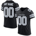 Custom Black Silver-White Mesh Authentic Football Jersey photo 1