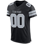 Custom Black Silver-White Mesh Authentic Football Jersey photo 2
