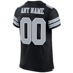 Custom Black Silver-White Mesh Authentic Football Jersey photo 3