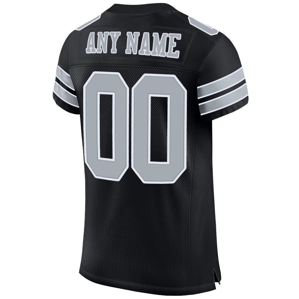 Custom Black Silver-White Mesh Authentic Football Jersey photo 3