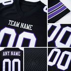 Custom Black White-Purple Mesh Authentic Football Jersey detail