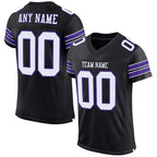Custom Black White-Purple Mesh Authentic Football Jersey photo 1