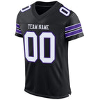 Custom Black White-Purple Mesh Authentic Football Jersey photo 2