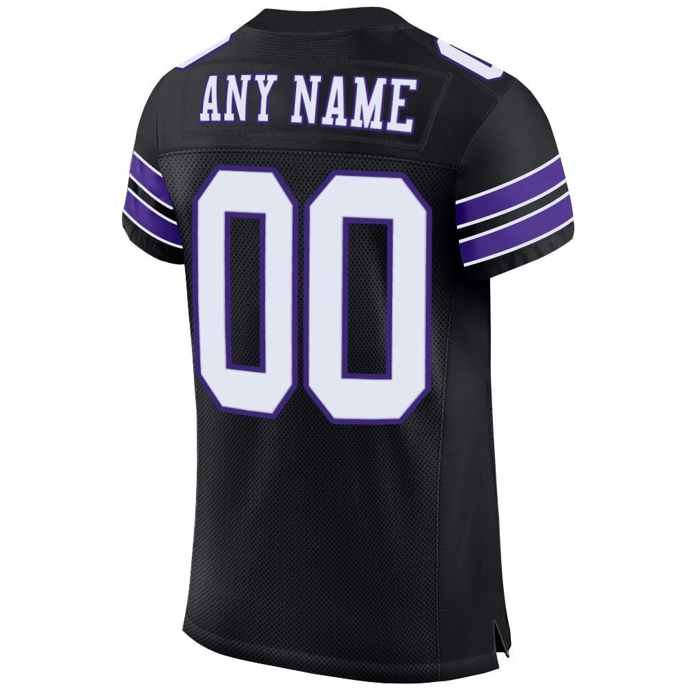 Custom Black White-Purple Mesh Authentic Football Jersey photo 3