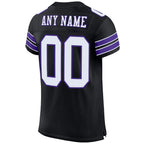 Custom Black White-Purple Mesh Authentic Football Jersey photo 3