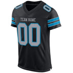 Custom Black Light Gray-Panther Blue Mesh Authentic Football Jersey photo 2