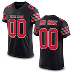 Custom Black Red-White Mesh Authentic Football Jersey