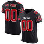 Custom Black Red-White Mesh Authentic Football Jersey photo 1