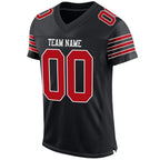 Custom Black Red-White Mesh Authentic Football Jersey photo 3