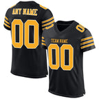 Custom Black Gold-White Mesh Authentic Football Jersey photo 1