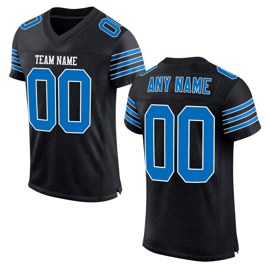 Custom Black Panther Blue-White Mesh Authentic Football Jersey