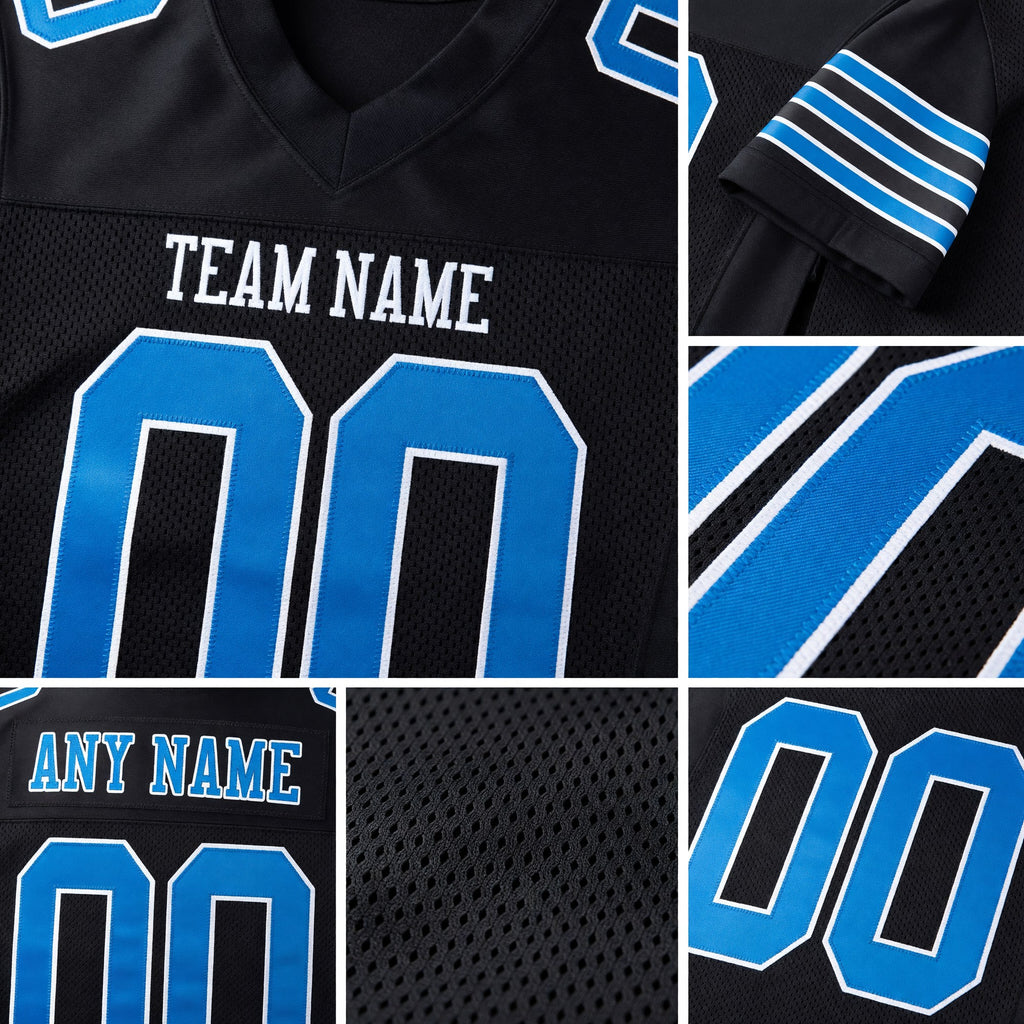 Custom Black Panther Blue-White Mesh Authentic Football Jersey detail