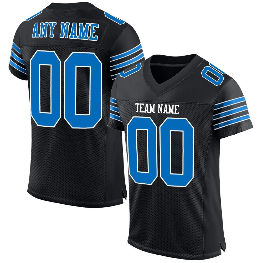 Custom Black Panther Blue-White Mesh Authentic Football Jersey photo 1