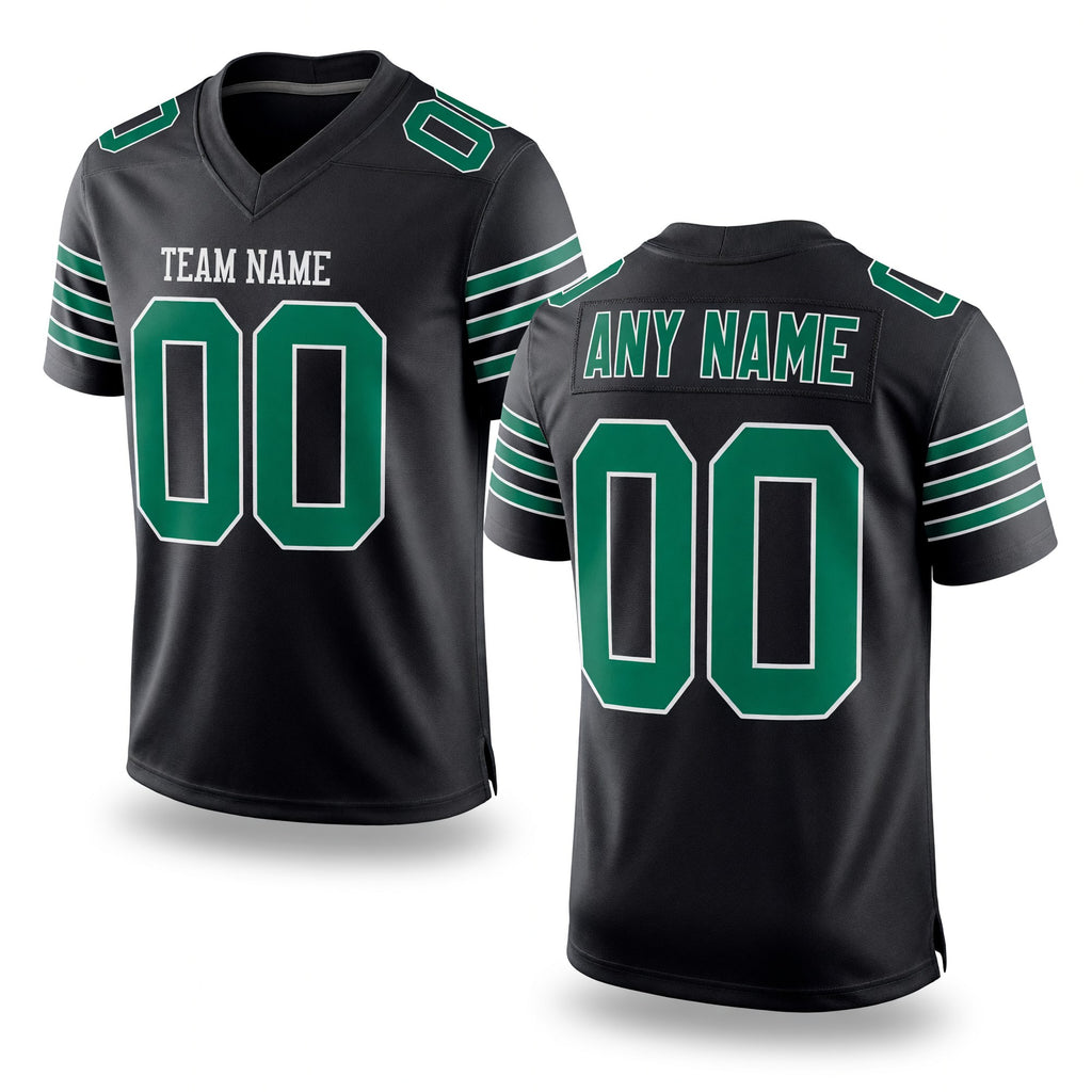 Custom Black Grass Green-White Mesh Authentic Football Jersey