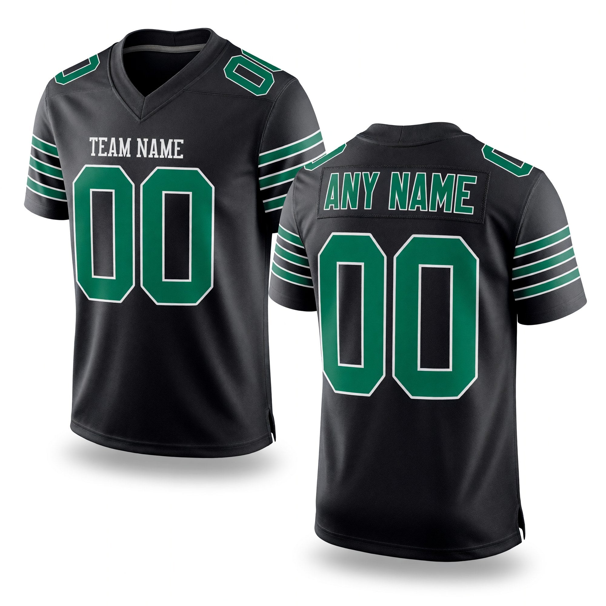 Custom Black Grass Green-White Mesh Authentic Football Jersey