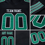 Custom Black Grass Green-White Mesh Authentic Football Jersey detail