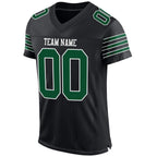 Custom Black Grass Green-White Mesh Authentic Football Jersey photo 2