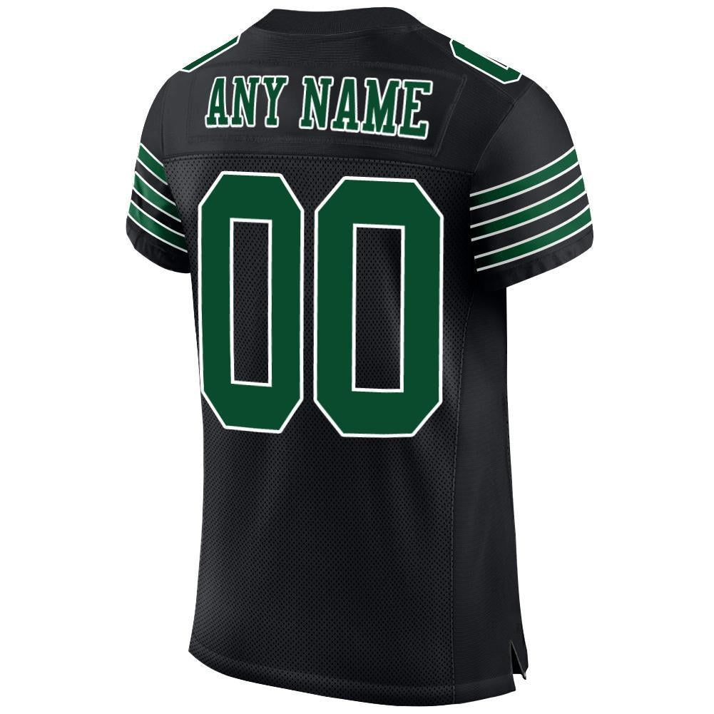 Custom Black Grass Green-White Mesh Authentic Football Jersey photo 3