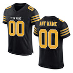 Custom Black Old Gold-White Mesh Authentic Football Jersey