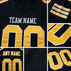 Custom Black Old Gold-White Mesh Authentic Football Jersey detail