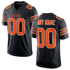 Custom Black Orange-White Mesh Authentic Football Jersey
