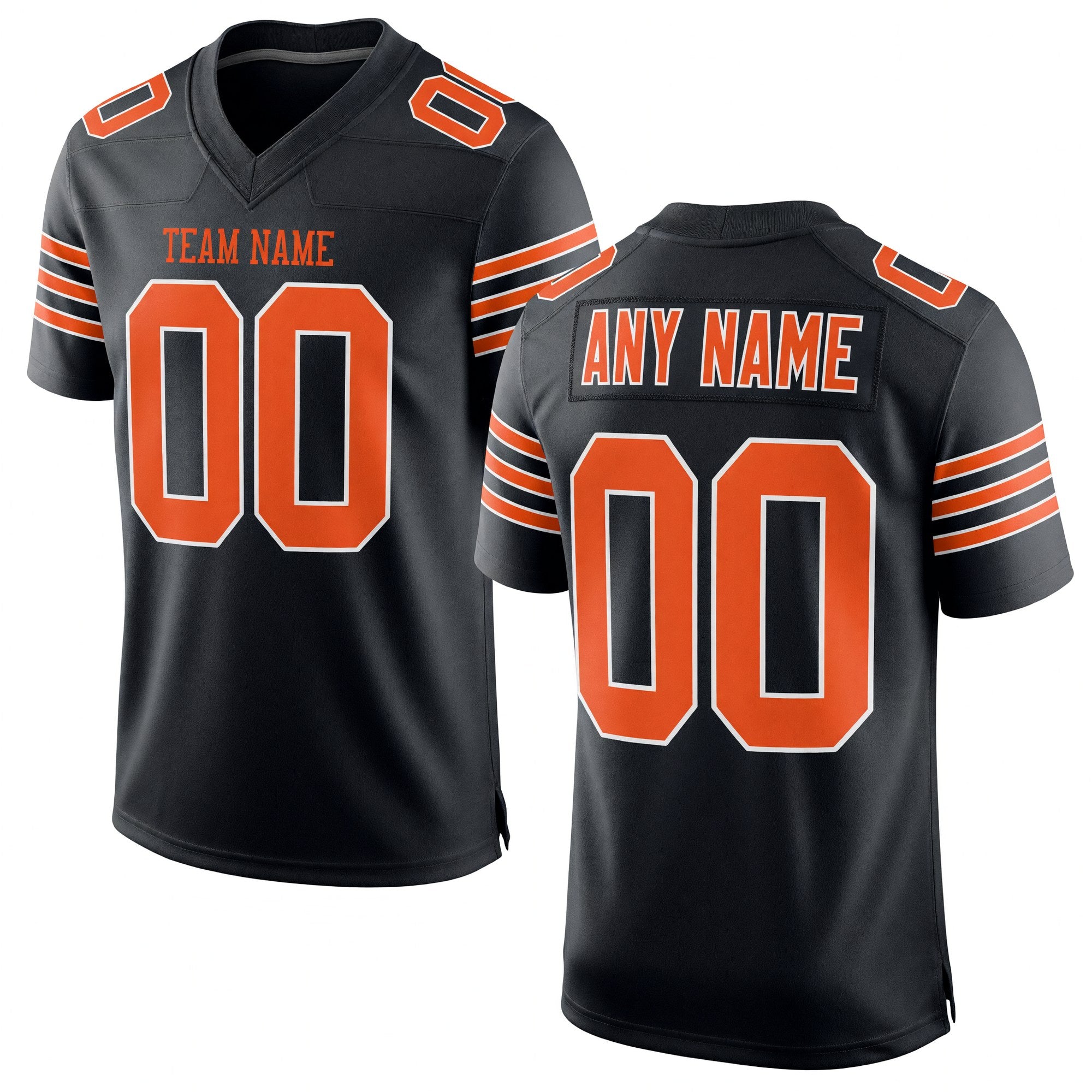 Custom Black Orange-White Mesh Authentic Football Jersey