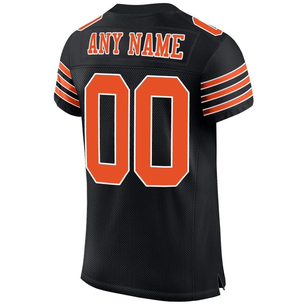 Custom Black Orange-White Mesh Authentic Football Jersey photo 3