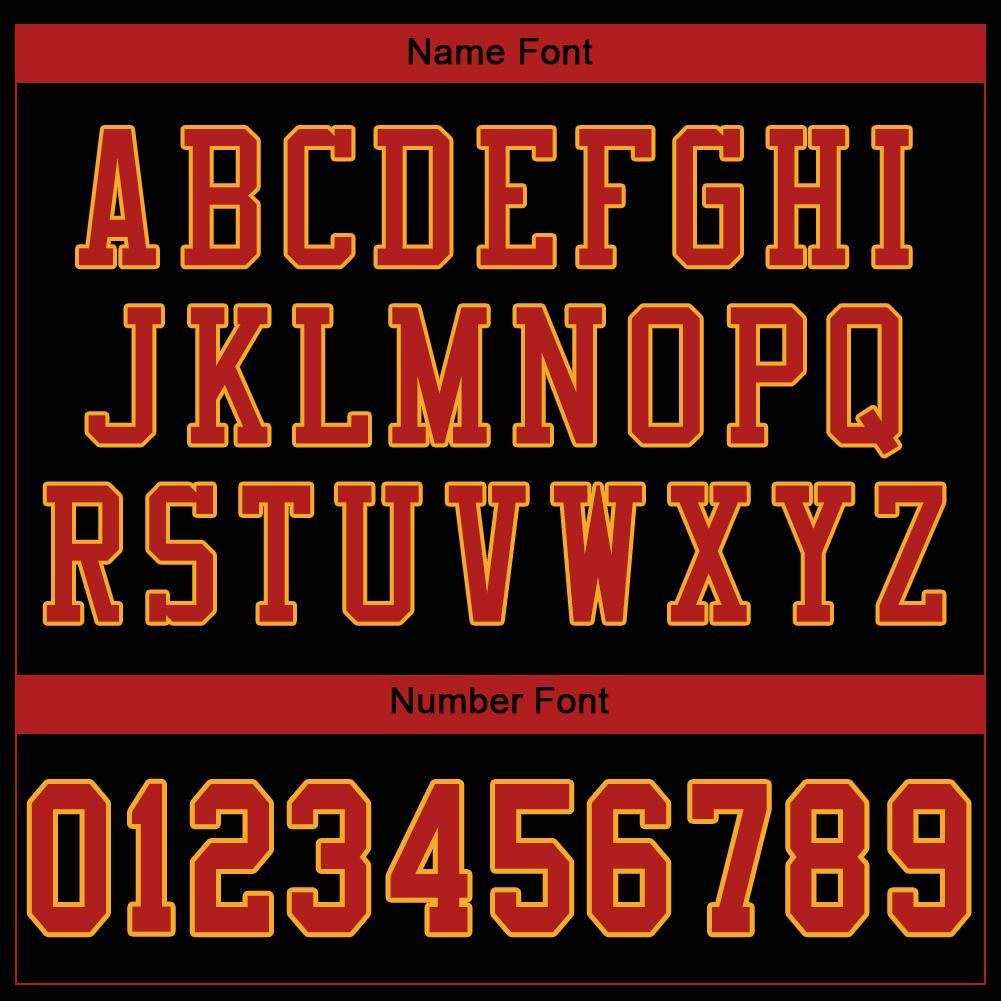 Custom Black Scarlet-Gold Mesh Authentic Football Jersey photo 5