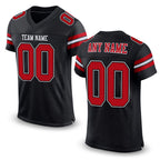 Custom Black Red-White Mesh Authentic Football Jersey