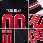 Custom Black Red-White Mesh Authentic Football Jersey detail