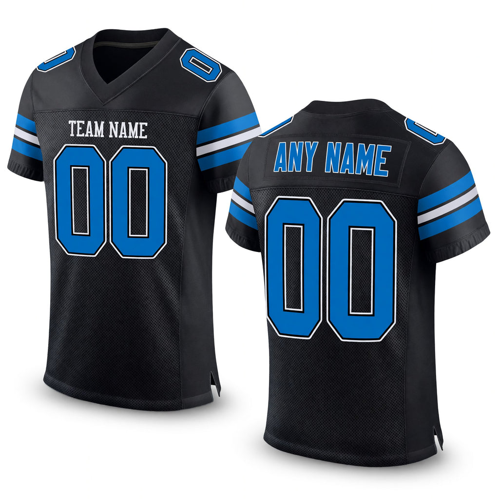 Custom Black Panther Blue-White Mesh Authentic Football Jersey