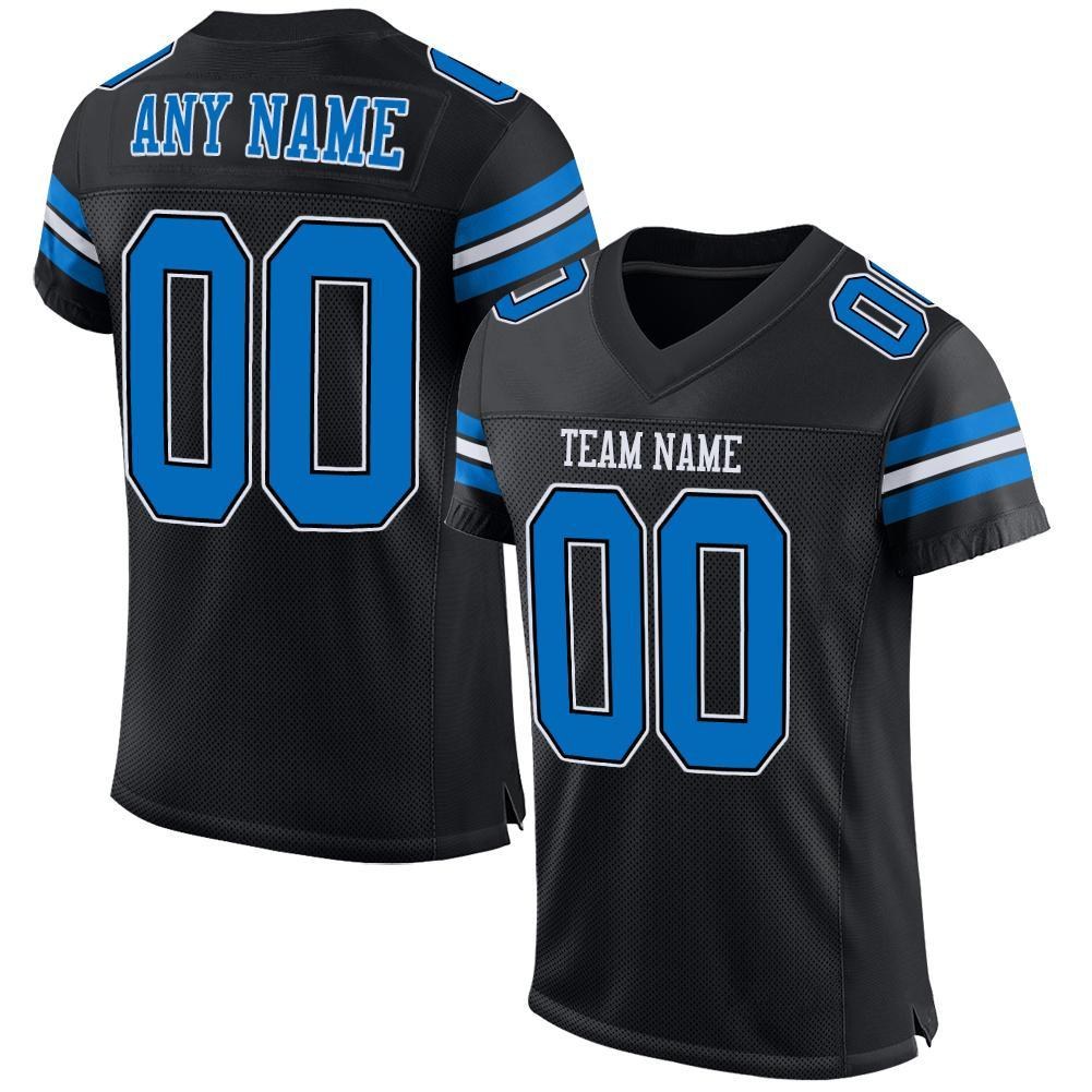 Custom Black Panther Blue-White Mesh Authentic Football Jersey photo 1