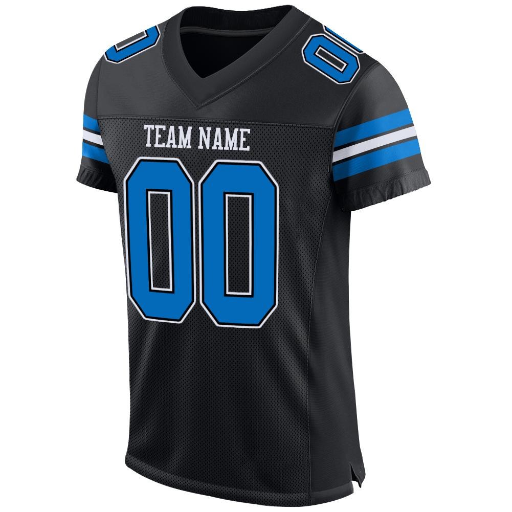 Custom Black Panther Blue-White Mesh Authentic Football Jersey photo 2