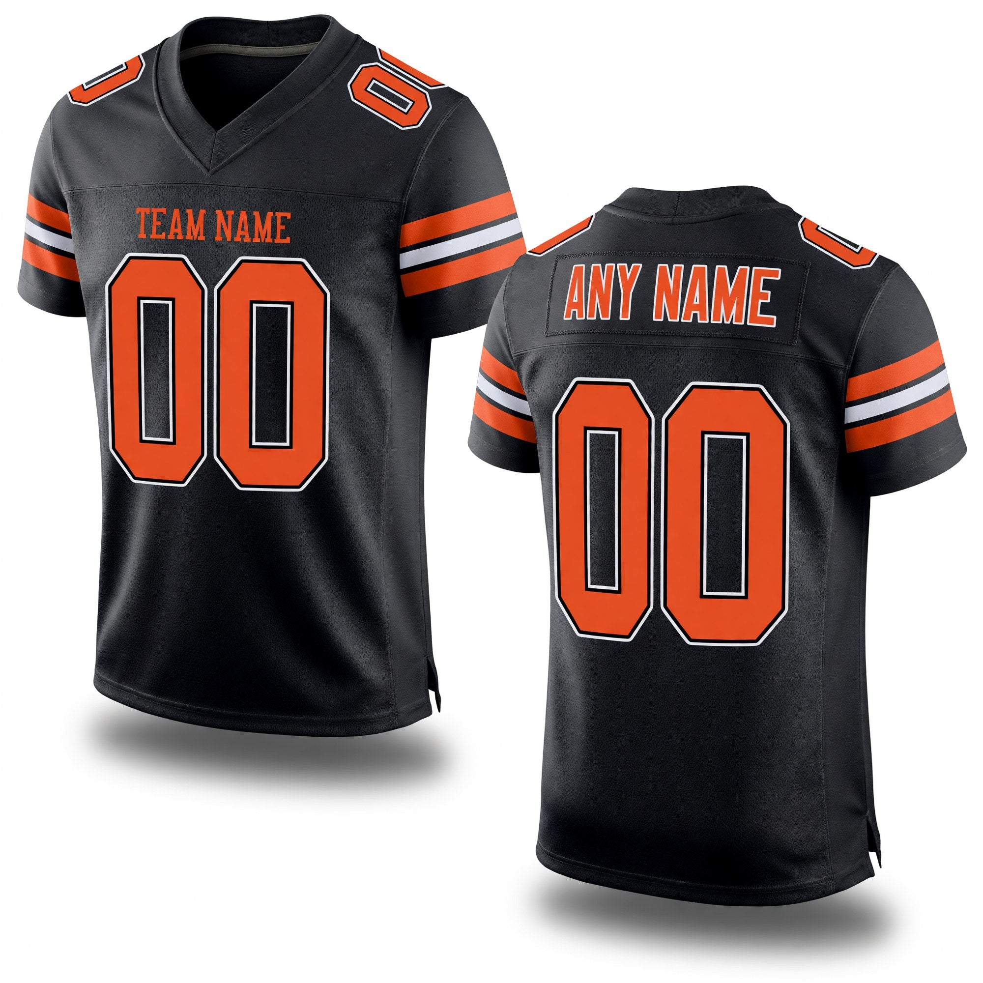 Custom Black Orange-White Mesh Authentic Football Jersey