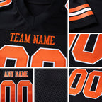 Custom Black Orange-White Mesh Authentic Football Jersey detail