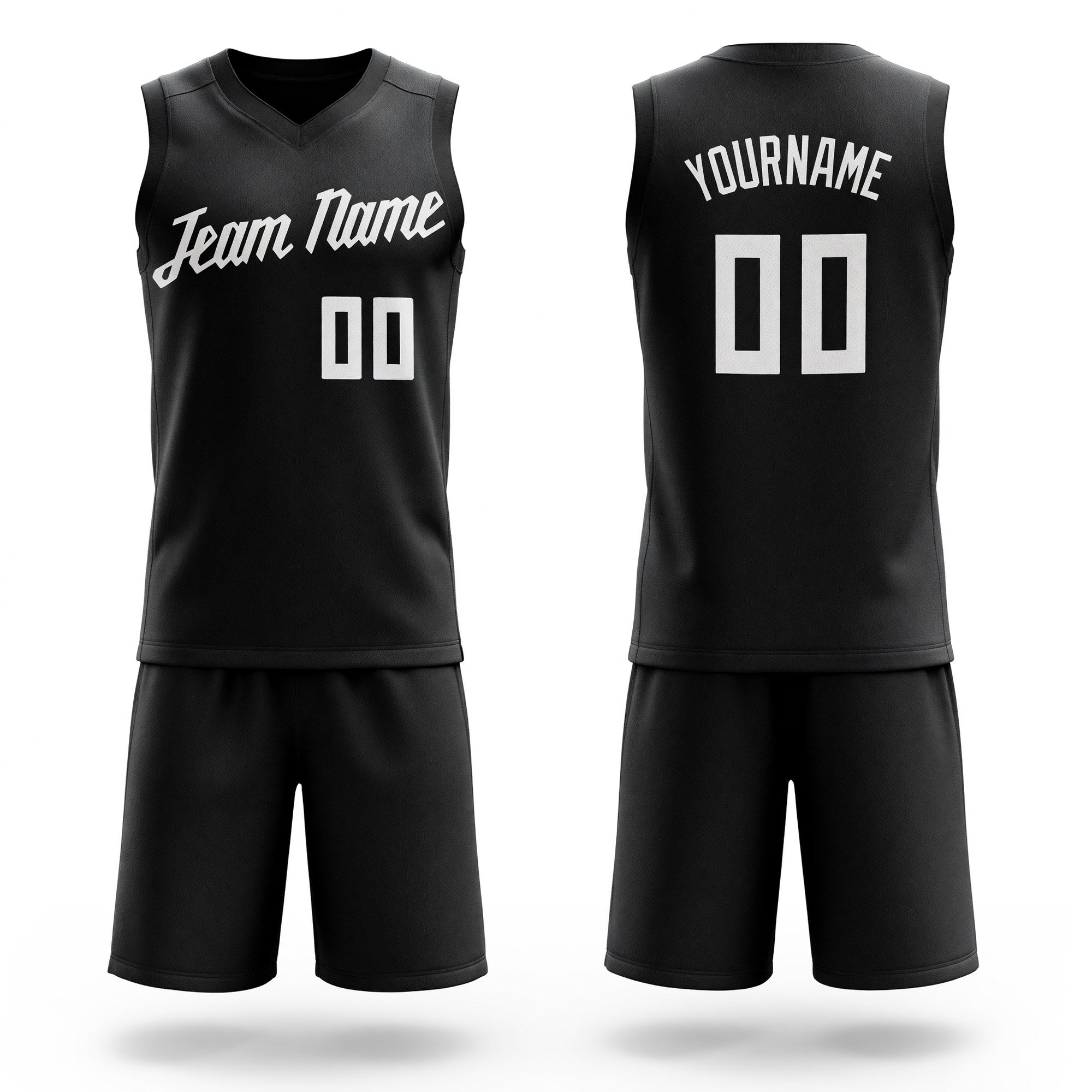 Custom Black White Round Neck Basketball Uniform Jersey