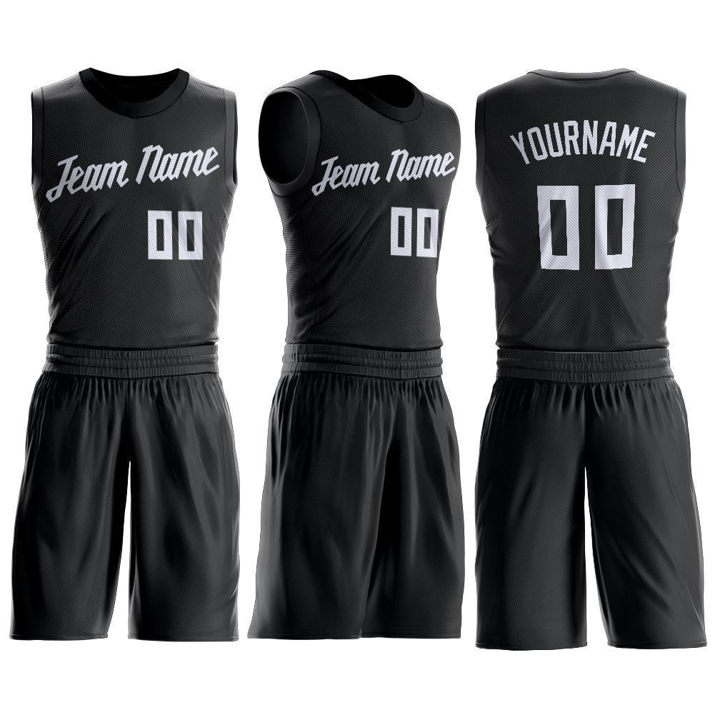 Custom Black White Round Neck Basketball Uniform Jersey photo 3