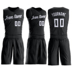 Custom Black White Round Neck Basketball Uniform Jersey photo 3