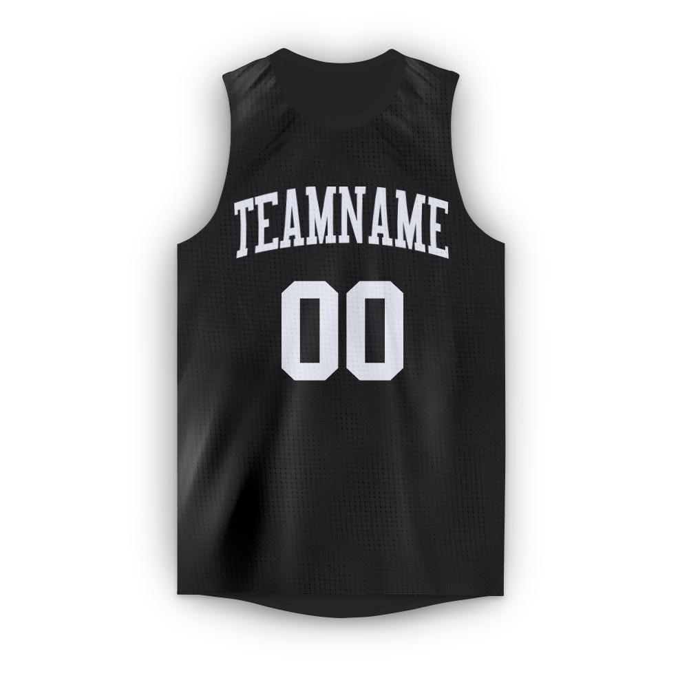 Custom Black White Round Neck Basketball Jersey photo 4