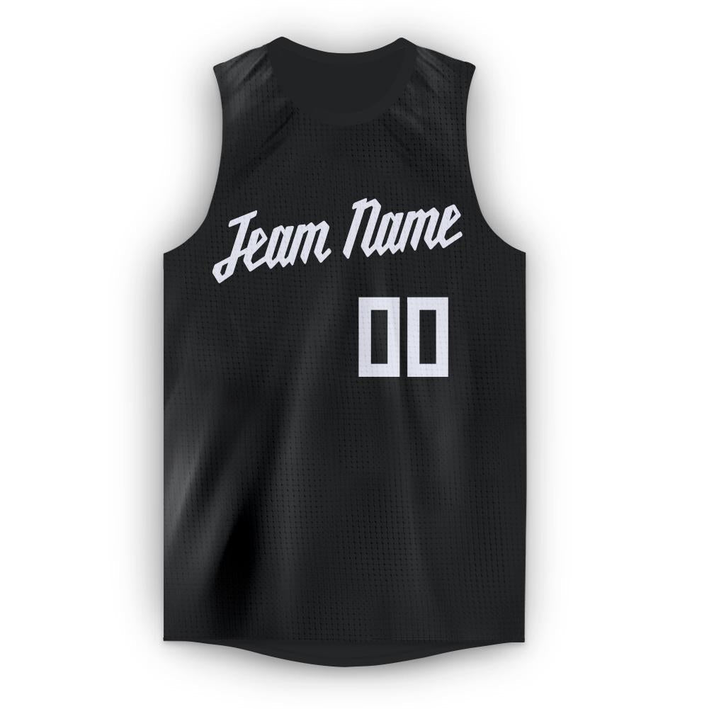 Custom Black White Round Neck Basketball Jersey photo 4