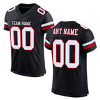 Custom Black White-Red Mesh Authentic Football Jersey