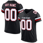 Custom Black White-Red Mesh Authentic Football Jersey photo 1