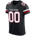 Custom Black White-Red Mesh Authentic Football Jersey photo 2