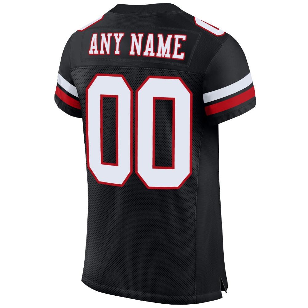 Custom Black White-Red Mesh Authentic Football Jersey photo 3