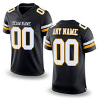 Custom Black White-Gold Mesh Authentic Football Jersey
