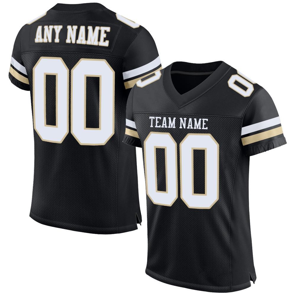 Custom Black White-Vegas Gold Mesh Authentic Football Jersey photo 1